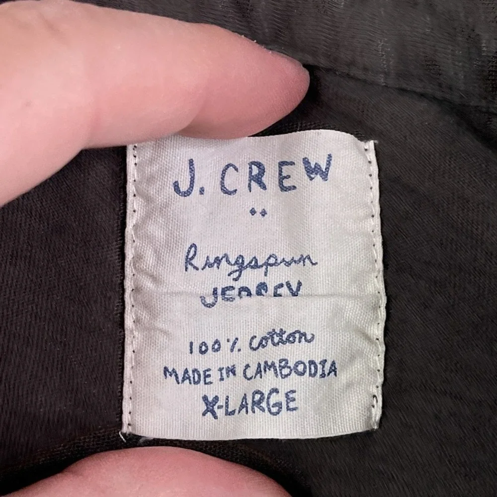 J Crew Polo Shirt Mens XL Brown Ringspun Jersey Cotton Long Sleeve Pocket Preppy